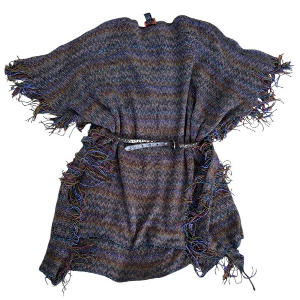 Authentic Missoni Multicolor Fringe Poncho Vibrant Knit Fabric - Picture 6 of 6
